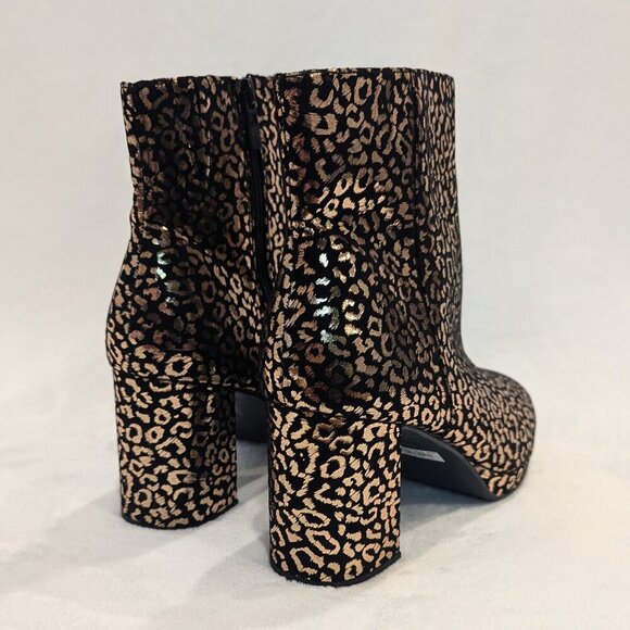 TORRID Metallic Leopard Print Booties 10WW Extra Wide Chunky Platform Heel Black - Picture 6 of 9
